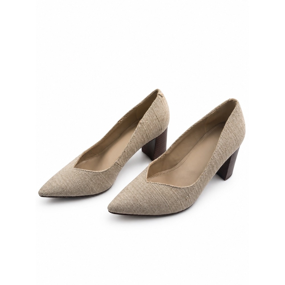 Marc Fisher Vintage Y2K Caitlin Beige Block Heel Pumps Women's Size 6.5